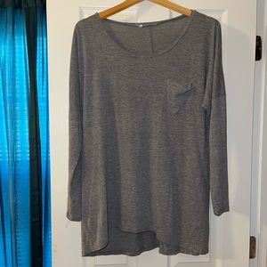 Oversized Boutique Long Sleeve Pocket Tee Shirt